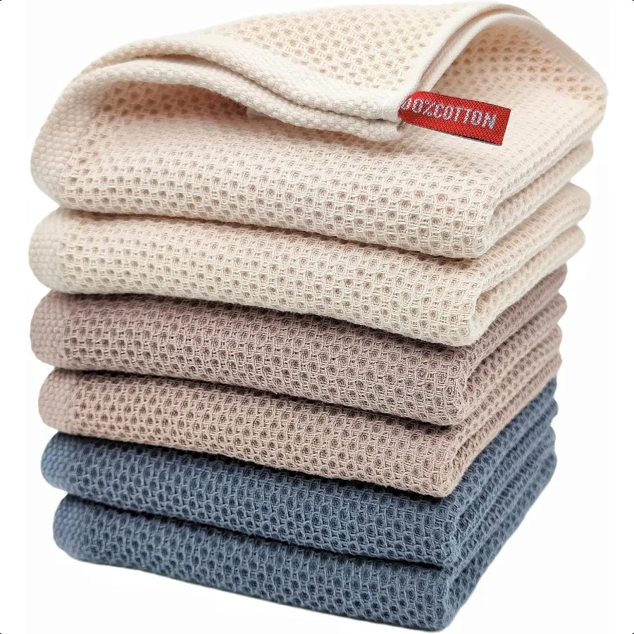 

Kitchen Hand Towels 100 Cotton Waffle Weave 6 Pack 13 x 28 inch