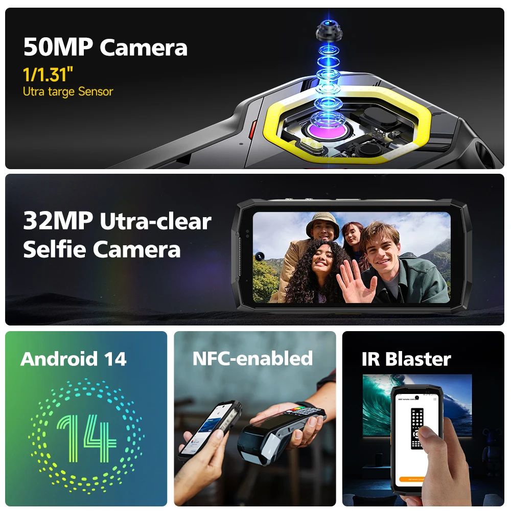 Ulefone ARMOR MINI 20T Pro 5G 4.7 "จอแสดงผลโทรศัพท์ Android 14 LED Light 6200mAh 16GB + 256GB ความร้อน lmaging 33W สมาร์ทโฟน