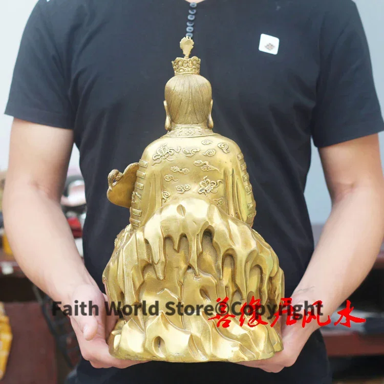 LARGE -Bring in wealth GOOD LUCK HOME office TOP Money Drawing efficacious Mascot # Taoism Lord Lao Zi FENG SHUI Brass statue