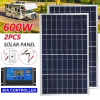 300W/600W Solar Panel Kit Complete 12V Polycrystalline USB Power Portable Outdoor Rechargeable Solar Cell Solar Generator