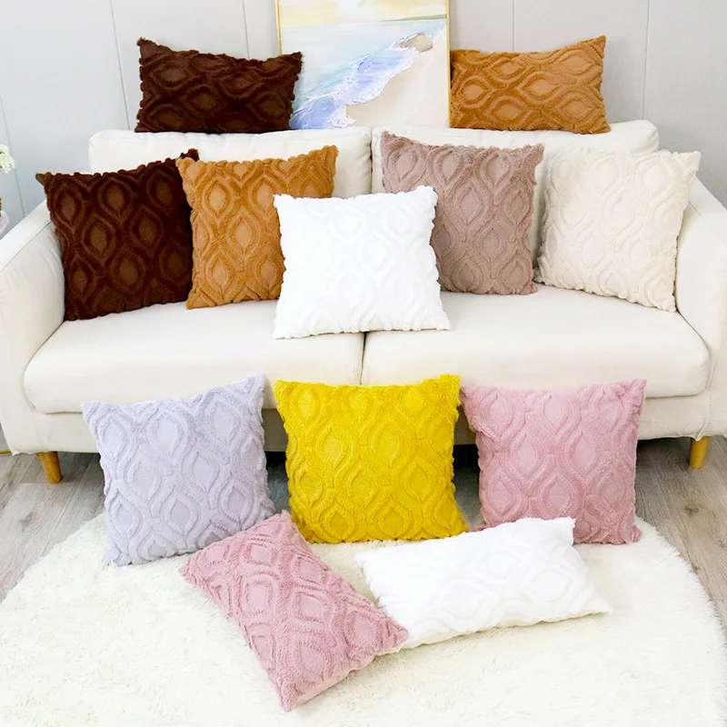 Pillowcase Decorative Nordic Solid Color Home Pillows Retro Fluffy Soft Throw Pillowcover For Sofa Couch Cushion Cover 45x45cm