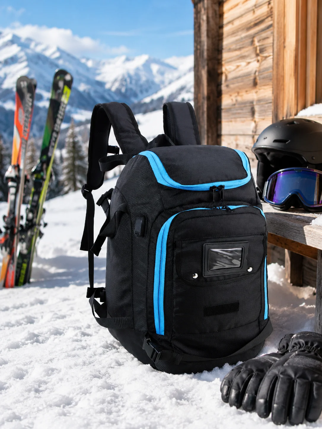 旅行用スキーブーツバッグ-バックパック-50l-大容量-防水-スノーボードブーツ-ヘルメット-ゴーグル-スキー板収納-乾湿分離