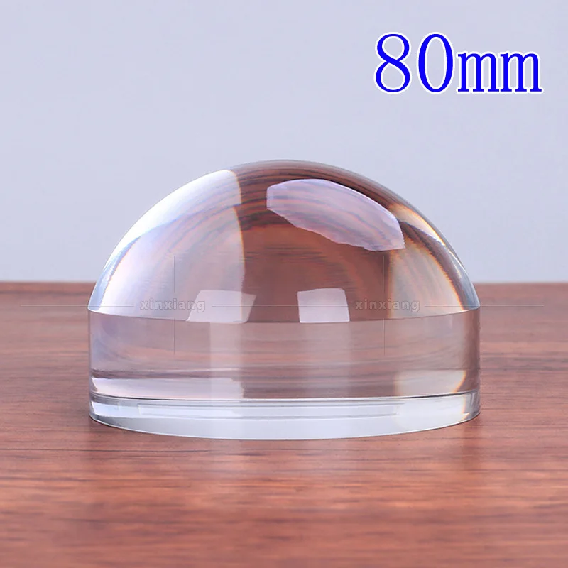 80mm 6X Optical Acrylic Round Magnifier Glass Hemisphere Desktop Decorative Magnifying Lens for Office Reading Artwork Ornament