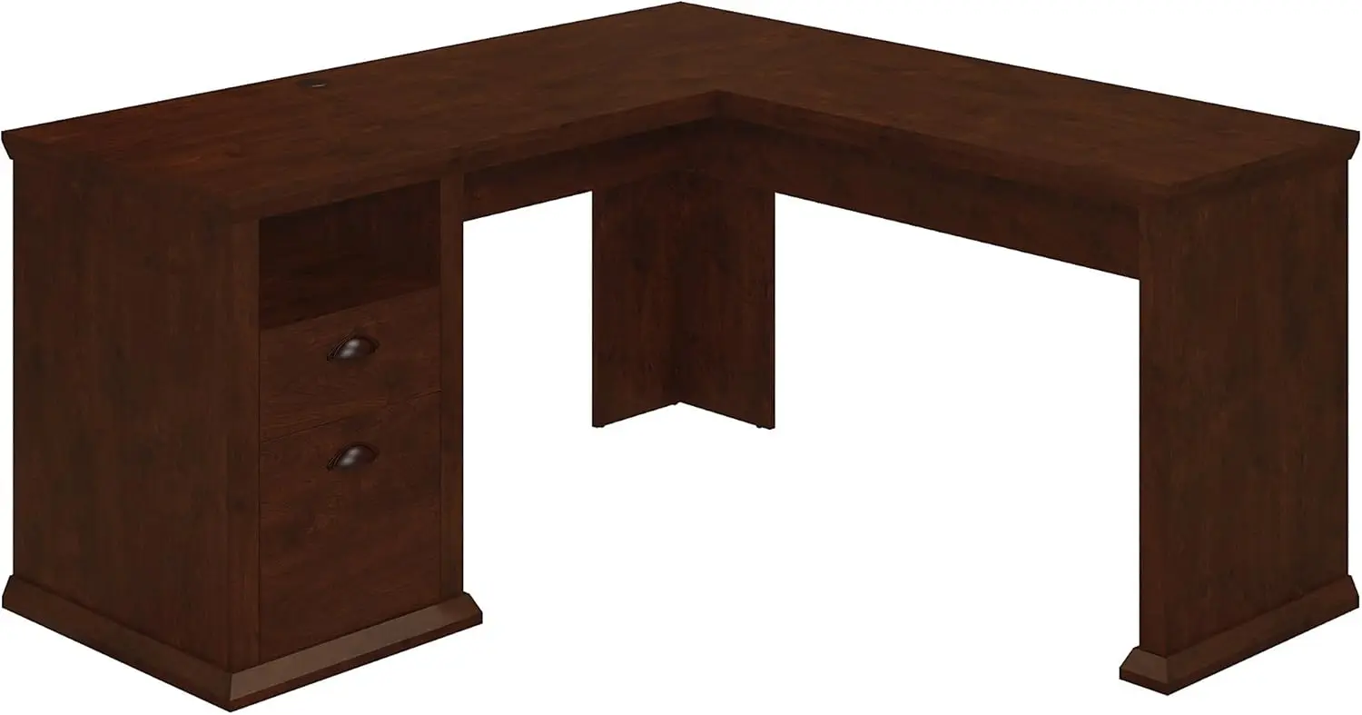 Yorktown 60W L Shaped Desk With Storage In Antique Cherry