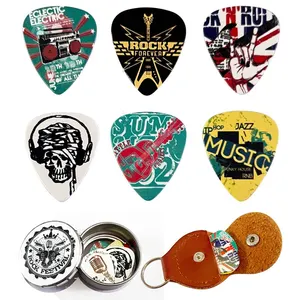 Gitar Seçtikleri bir kutuda 6 adet Serin Celuloid Gitar Seçtikleri, bir seçim Tutucu ile Benzersiz Gitar Hediye 6 Büyük satış, destek, bıçak, elektro gitar-no. 6