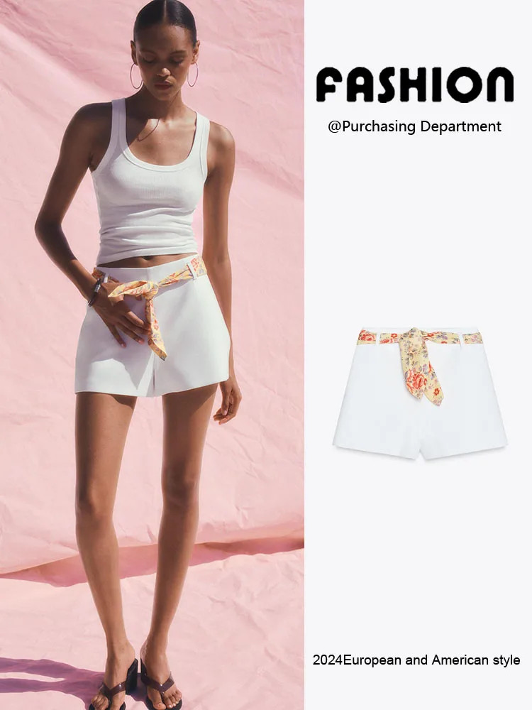 Faionable Sciarpa sottile Dettaglio Vita alta Orts Nuova collezione estiva Abbigliamento da donna Pantaloni semplici e versatili per il pendolarismo