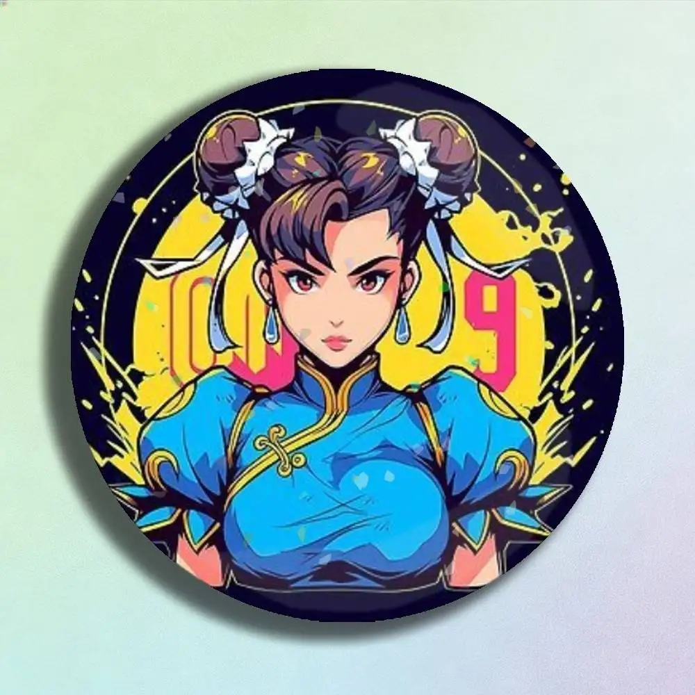 Chun-Li Game S-Street-F-fighters Badge Stage Brooches on Backpack Clothes Handmade Round Enamel Pins  Jewelry Gift Bag Accessory