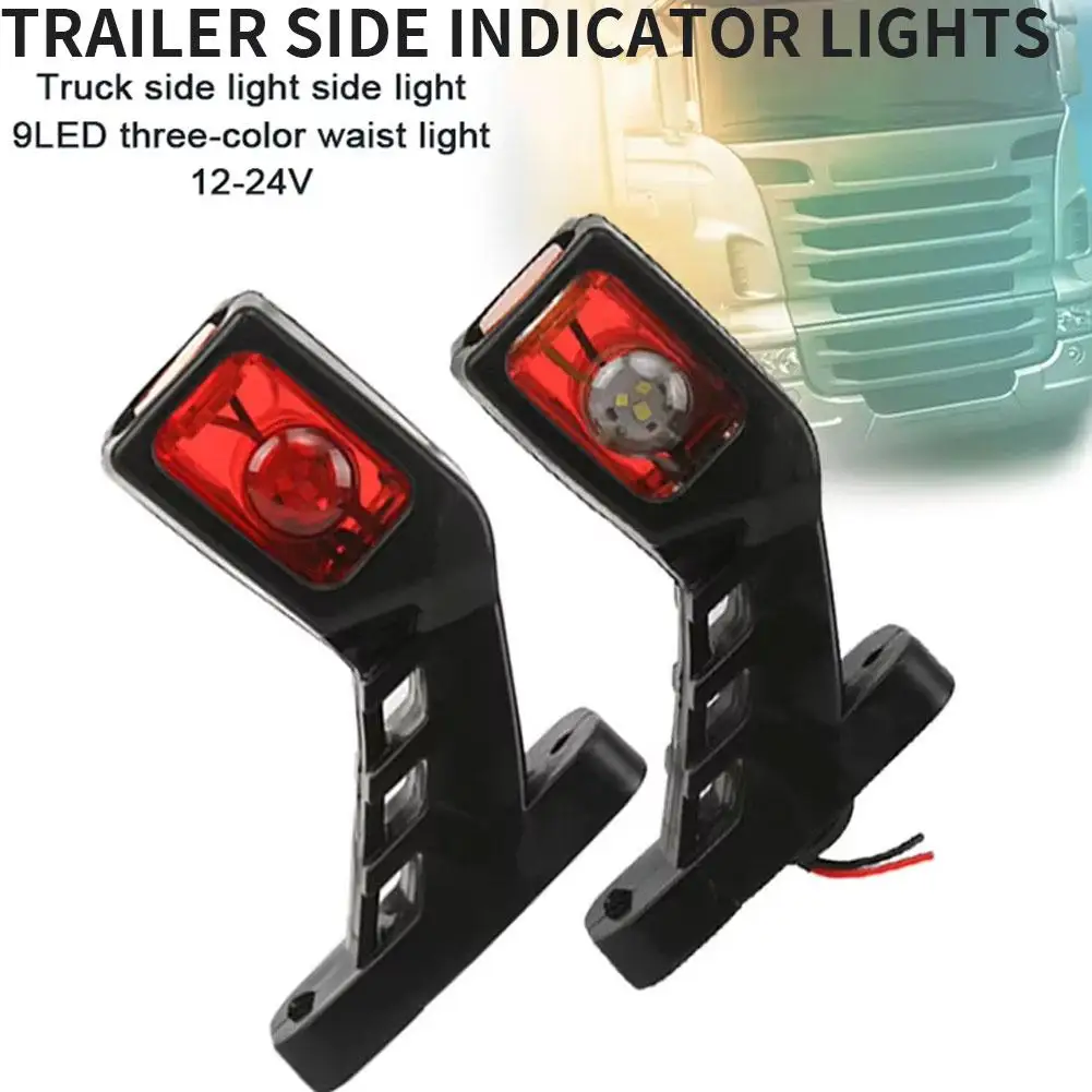 12/24V LED Side Marker Light - White Red Yellow Indicator Lamp For Trailer Truck Van Lorry, Multi-Functional Trailer Side I U2A6