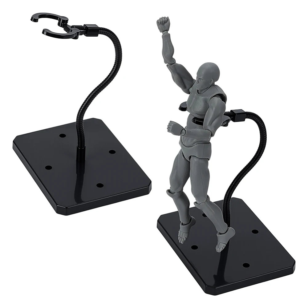 2 Sets Action Figure Display Stands with Adjustable Snake Bones 3.66x2.87x7.87inch Black Plastic Minifigures Display Stand