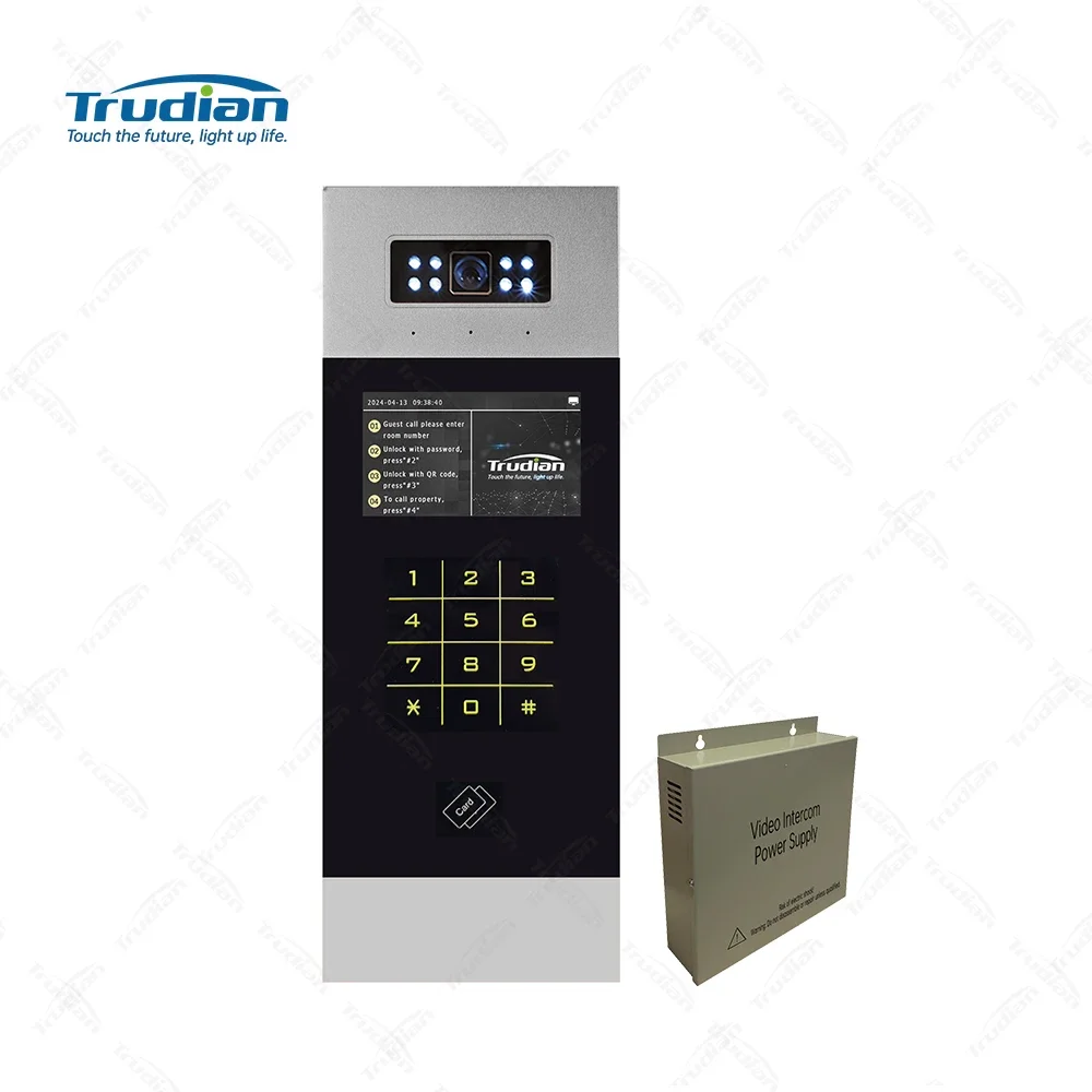 Unit Villa Elevator District Ip Video Door Phone Intercom Kit System Outdoor Station with Power Supply for Access Control System