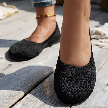 舒適大頭鞋,圓頭平底針織鞋,韓版百搭女式單鞋 10 最佳銷售 女士平底鞋 - №3
