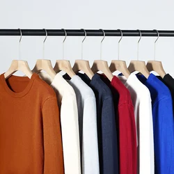 Jerséis básicos de cuello redondo para hombre de marca de alta calidad, suéter de manga larga a la moda coreana, nuevos suéteres de punto coloridos para hombre 2024