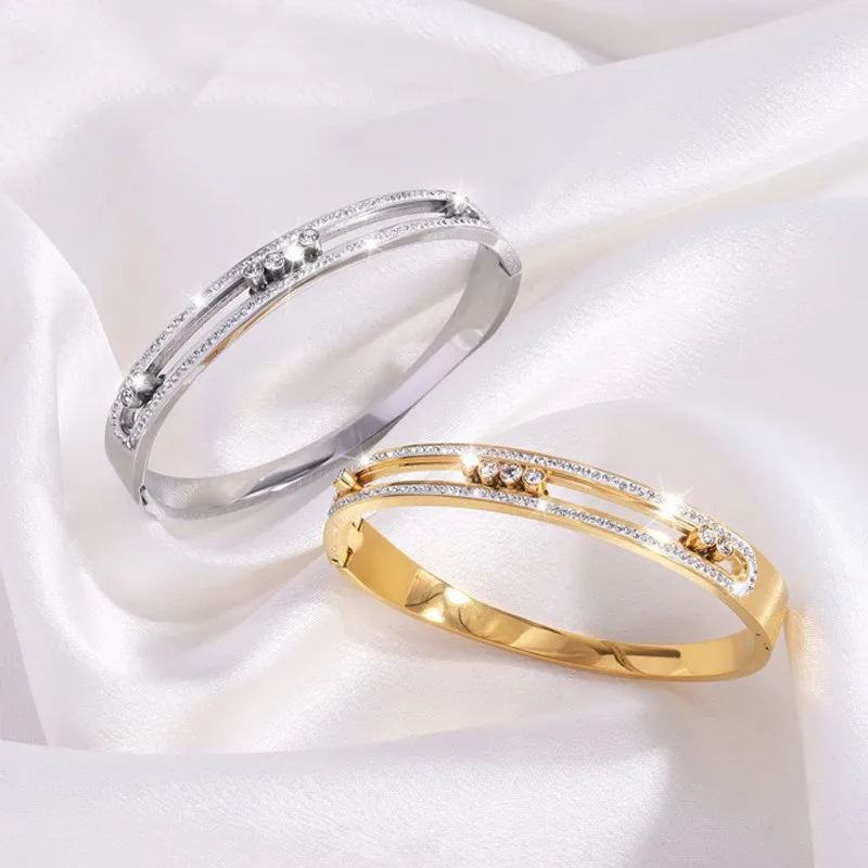 الأزياء روز الذهب مطلي 3 نقطة الخرز بار سحر سوار هندسية الشكل سوار الفولاذ المقاوم للصدأ ربط الزركون الإسورة المجوهرات #4