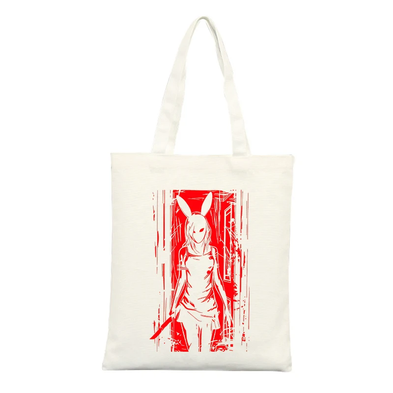 Canvas Tote Bag with Rabbit-inspired Graphic, Urban Style for Casual Shopping and Daily Use
