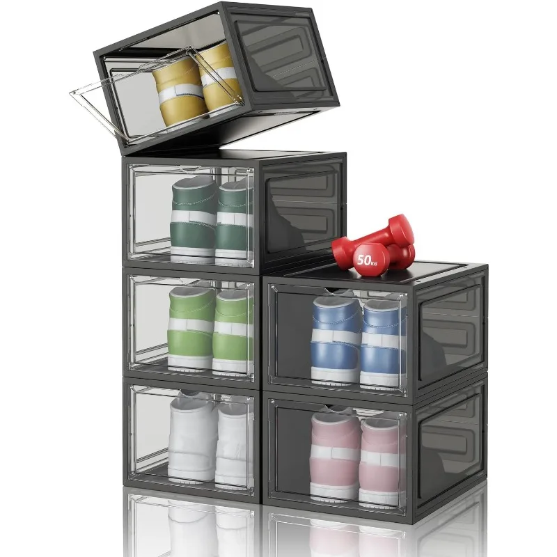 

Upgrade Shoe Storage Shoe Boxes Clear Plastic Stackable，【Thicken & Sturdy】 Plastic Shoe Storage Boxes With Lids