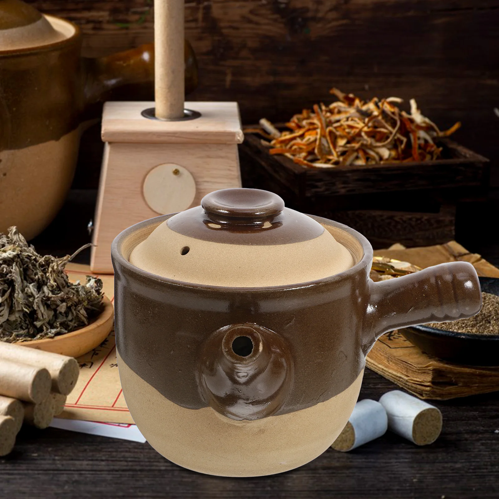 

Chinese Medicine Pot Ceramic High Temperature Casserole Skillet for Boiling Medicine Stew Soup and Tea Kitchen Cooking Utensil