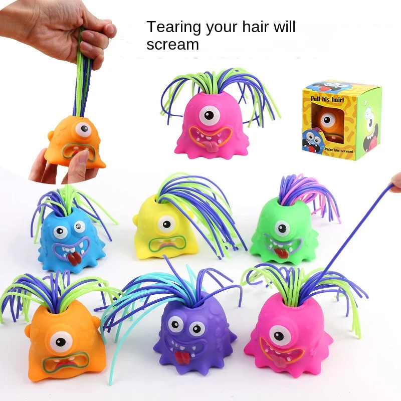 Funny Screaming Toys Stress Relief Soft Toy Pulling Hair Scream Decompression Prank Toy Kids Adult Party Mischievous Funny Toys