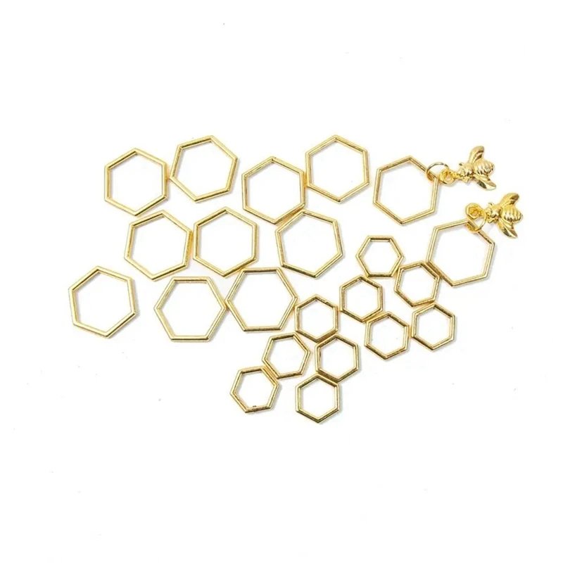 Hexagon Bee Pendants Knitting Stitch Markers Gold Color Crochet Locking Needle Clip Knitting Tools Sewing Supplies