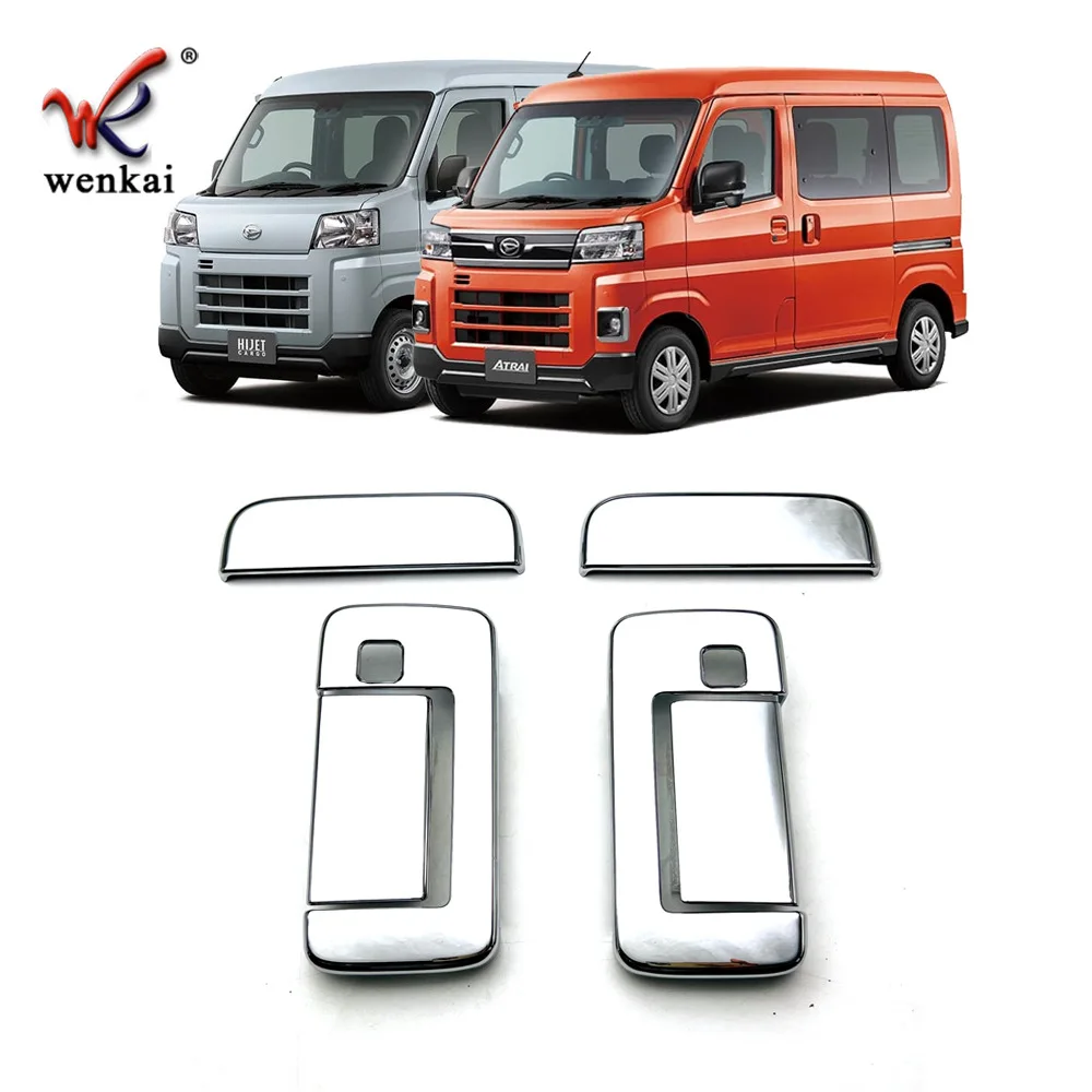 

4Pcs Chrome Car Exterior Side Door Handle Frame Cover Trim Without Smart Hole for Daihatsu ATRAI / HIJET CARGO 2022+