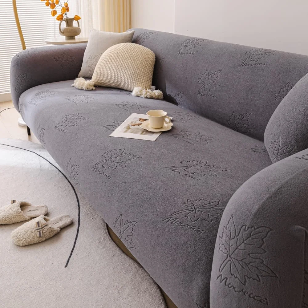 Elastic Sofa Cover for Living Room Jacquard Solid Sofa Seat Cover Grey Washable Seat Cushion Cover Furniture Protector Sectional