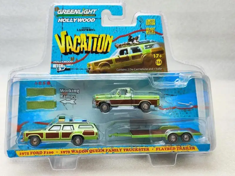 Greenlight 1:64 1972 F-100 1979 Wagon  Collection of die cast alloy trolley model ornaments