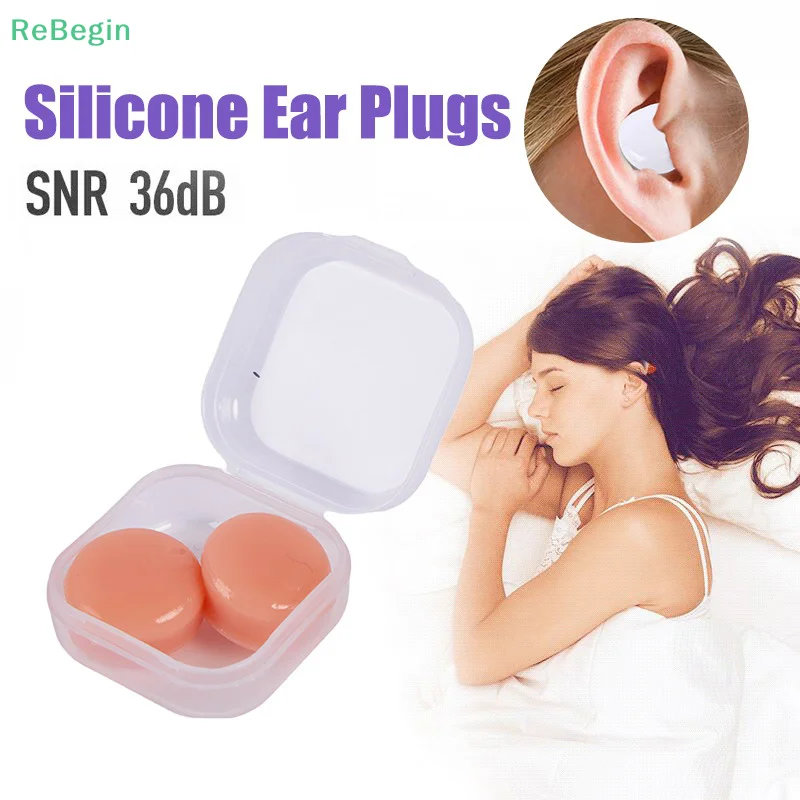 2PCS Silicone Ear Plug Reusable Silicone Wax Earplugs Swimming Moldable Earplugs Noise Reduction Cancelling Sleeping Protection