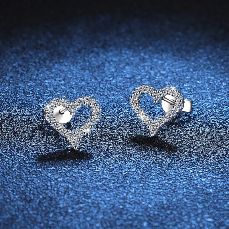 18K platinum diamond stud earrings full of diamonds T family same style love  plated PT950 platinum 1 carat moissanite diamond