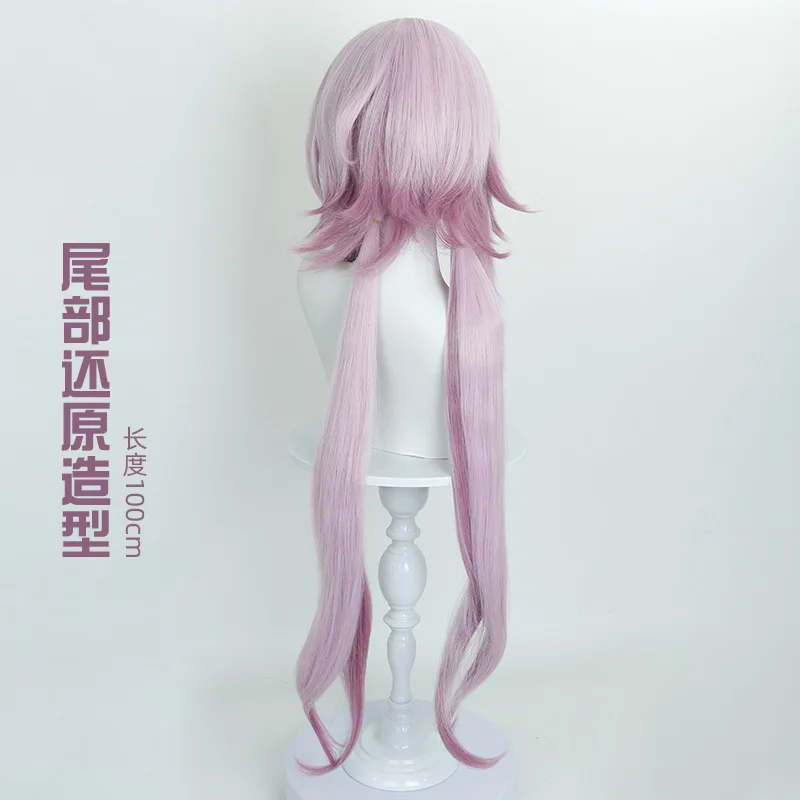 Peruka cosplay Bhvr Star Rail March 7th Long Night Moon z imitacją skóry głowy i gradientem kolorów na górze.