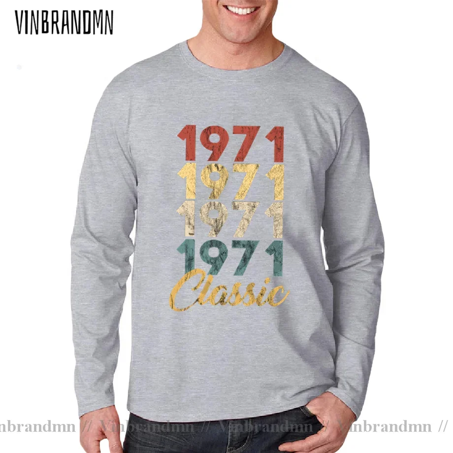 Vinbrandmn Vintage 70s Clothing Retro Classic 1971 T Shirt Long Sleeves Tshirt Birth Year Born in 1971 T-Shirt Made in 1971 Tees