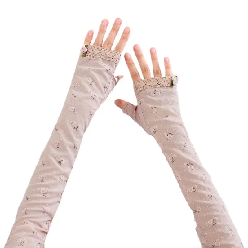 Summer Lace Gloves Sunscreen Arm Sleeve Gloves Sunscreen Long Lace Fingerless Mittens Covered Scar Elastic Sleeve Driving Gloves