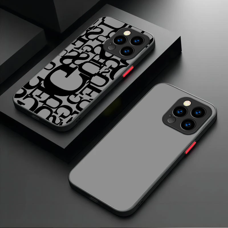 Phone Case For iPhone 16 15 14 13 12 11 Pro Max X XR XS 7 8 Plus SE 2020 Love G-GueSs Luxury Shockproof Matte Hard Bumper Cover