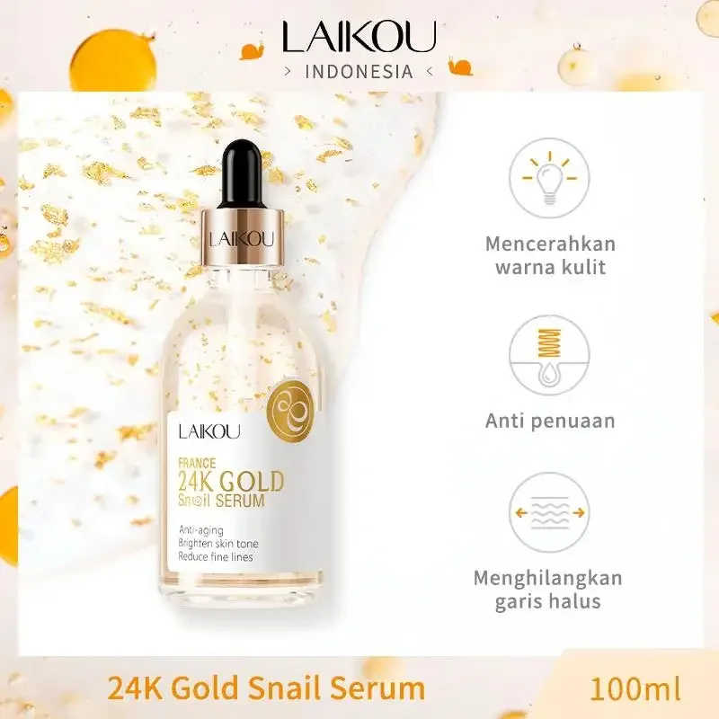 24k Gold Infused Snail Essence 100ml Brightening Firming Moisturizer Skin Care Serum For Face