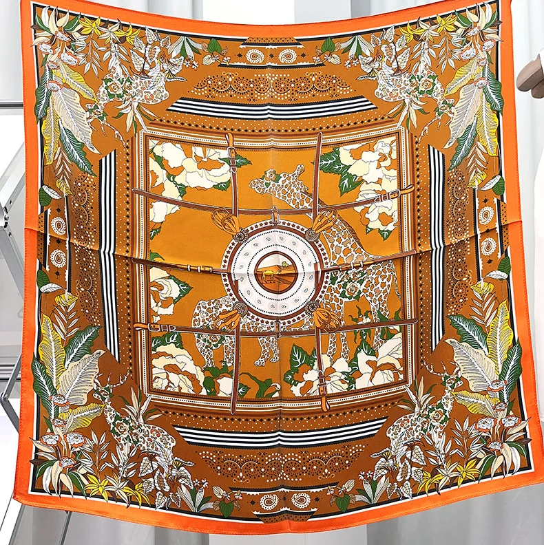 

Шелковый шарф для вечеринки с животными 65, роскошные квадратные банданы, женская одежда, аксессуары для головы, рождественский подарок для влюбленных