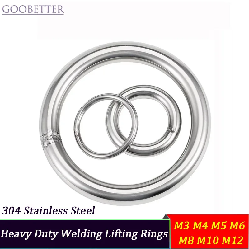 Smooth Welded O-Ring, 304 Stainless Steel Solid Hanging Rings for Rigging, Marine Boat, Hammock, Yoga, Outdoor Fitness M3-M16