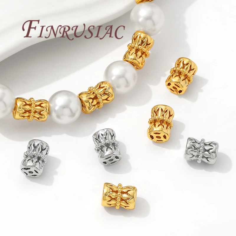 7.5mm*5.6mm 18K Gold Plated Hollow Spacer Beads For Jewelry Making,Separators For Bracelet Accessories,Metal Beads,Necklace Bead image 4