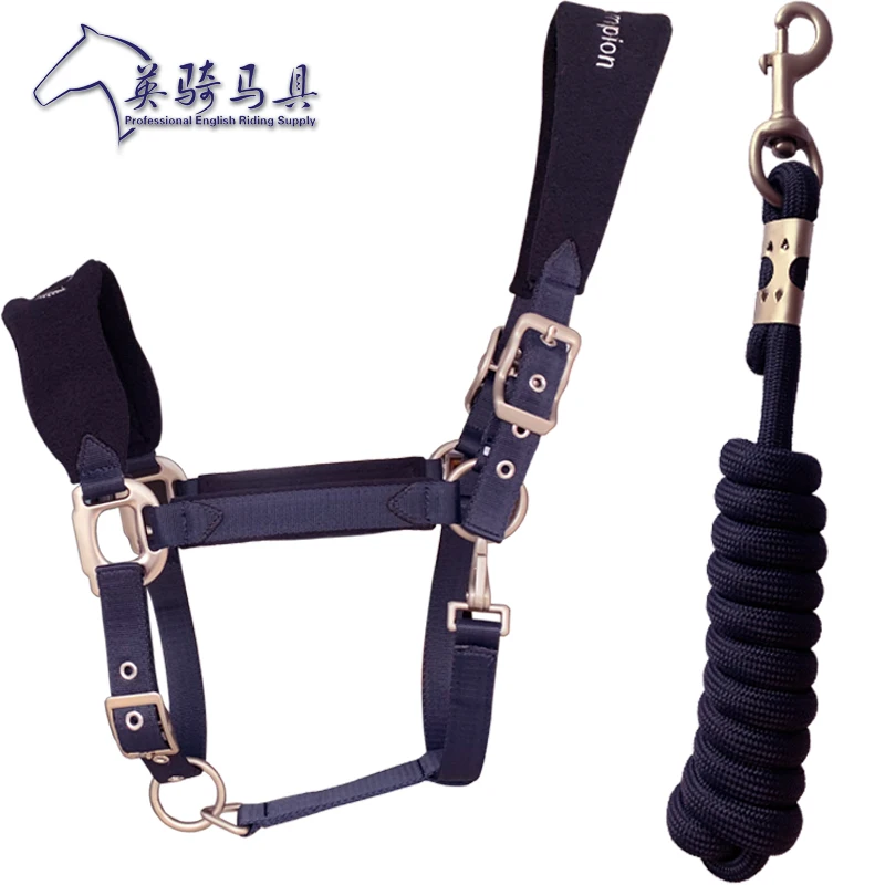 Polar Fleece Anti-wear Horse Bridle + 2m Horse Rope Set Adjustable Horse Head Horse Head Set Pull Horse Rope Combination