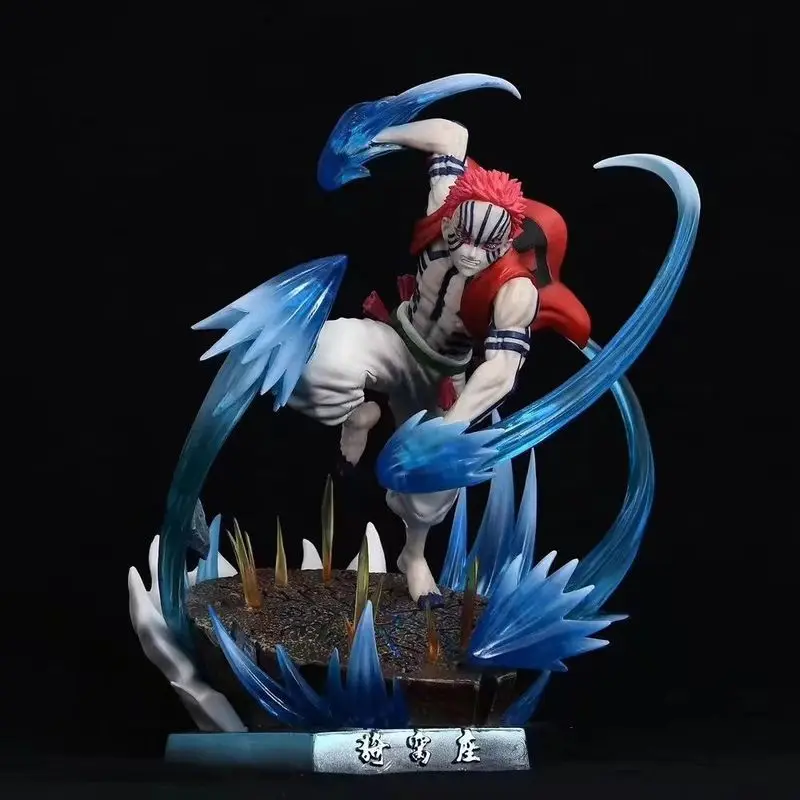 

New 26cm Demon Slayer Kimetsu No Yaiba Akaza Upper Moon Three Battle Pose Anime Figure Statue Desktop Decoration Toy