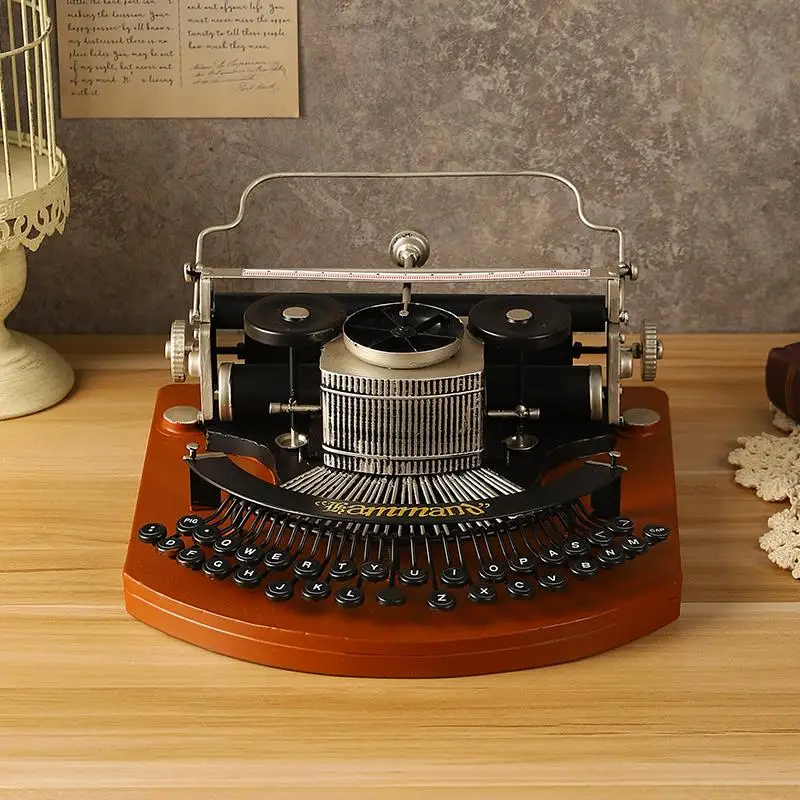 Vintage Typewriter Model for Photography Props, Retro Office Decor, Industrial Style Cafe Wall Art, Rustic Home Decoration