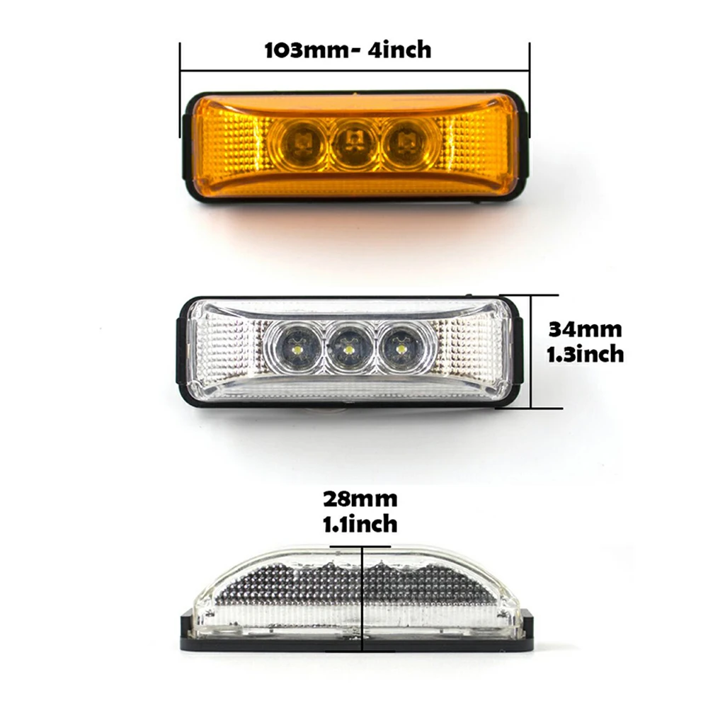 6PCS 12V 24V Truck Tail Lights Outline Marker LED Side Marker LED Light Truck Parts Caravan Trailer Lamp 12V24V LED Side Lights
