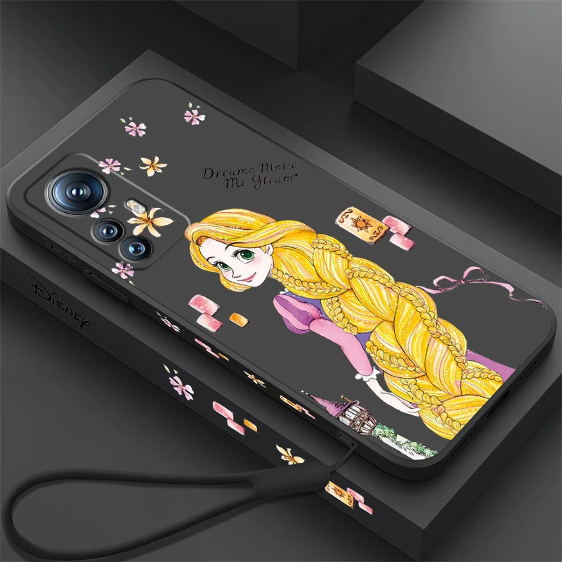 Princess Tangled Rapunzel Liquid Left Rope For Xiaomi Mi 13T 13 12T 12 11T 11i 11 A3 10T 10 9 Pro Lite Ultra 5G Soft Phone Case