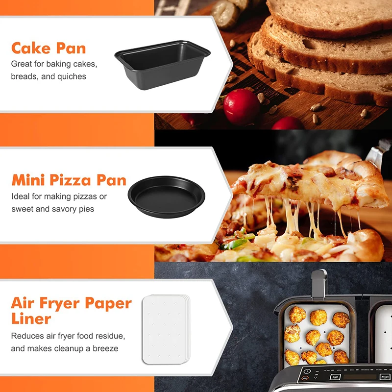 Dual Basket Air Fryer Accessories Rectangle for Ninja Foodi Dualzone Airfryer DZ201/40/55 Fit All Airfryer 3.7Qt - 4.2Qt