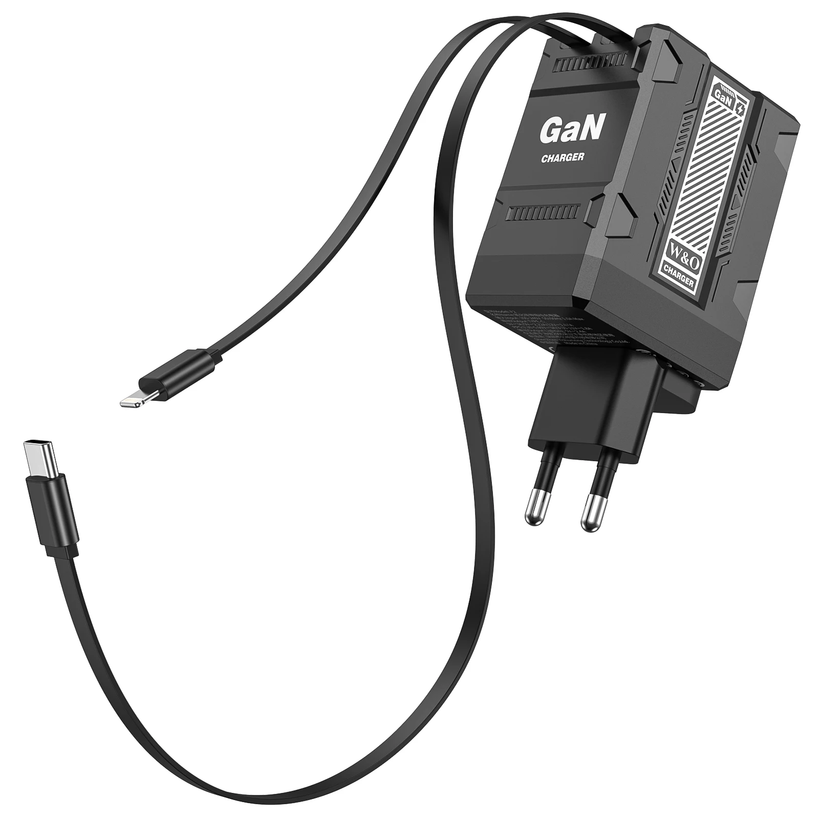 W&O 120W GaN-Ladegerät mit Einziehbarem Kabel Schnellladegerät für iPhone Xiaomi Samsung Reiseladegerät Universelles Telefonladegerät