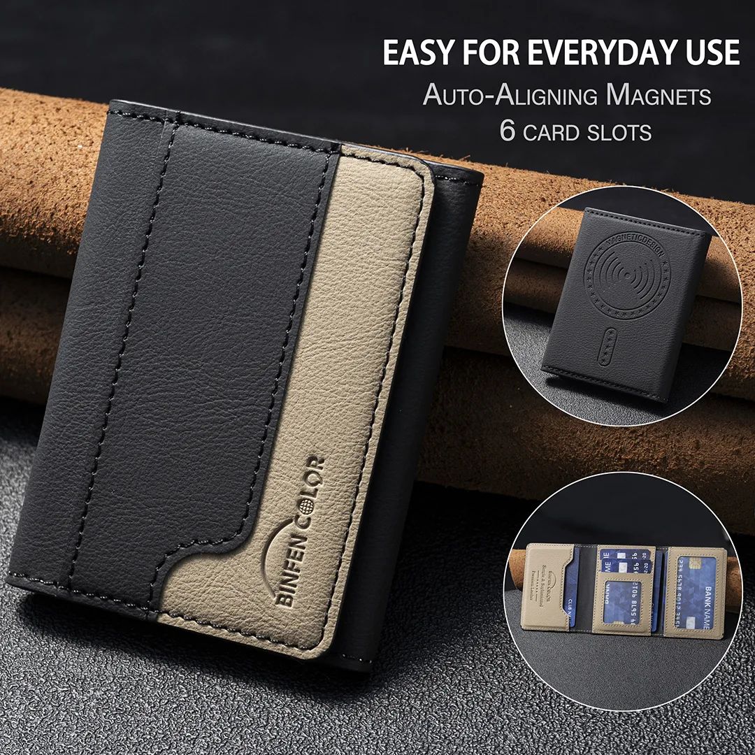 Geeignet für iPhone 16 Dreifach Faltbare Magnetische Brieftasche Kartenhalter, Magnetische Brieftasche mit Rückseitiger Saugnapf-Halterung Universelle Handy-Kartentasche – Detail 9
