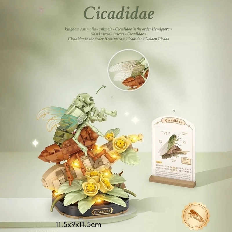 

SEMBO Butterfly Building Blocks Children's Educational Assembly Insect Bee Model Golden Cicada Desktop Ornaments Trendy Toys