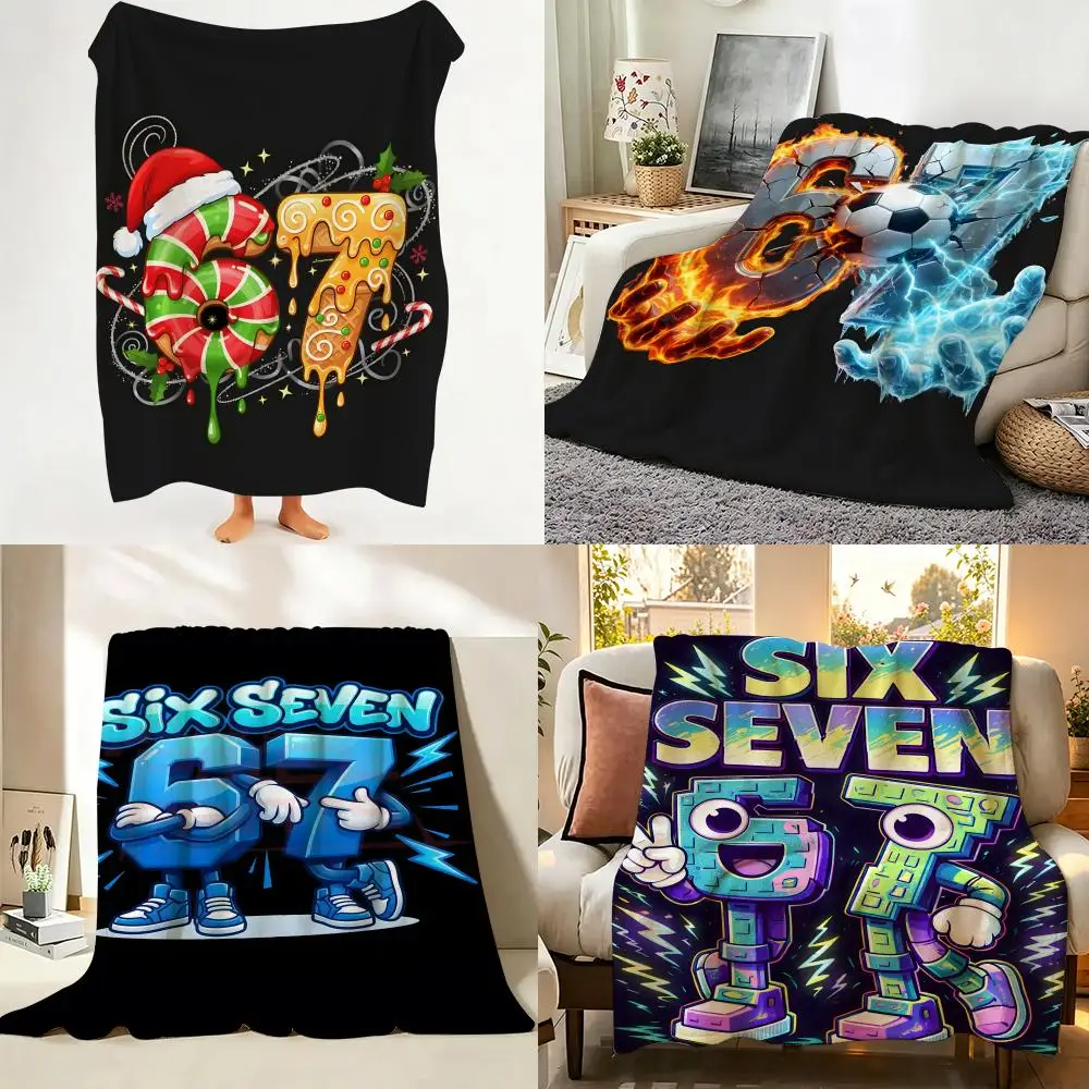 viral meme Number Six Seven Throw hot Flannel Throw Blanket Suitable for Sofa、Living Room、Bedroom soft