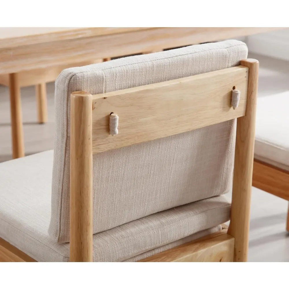 مجموعة من 4 كراسي طعام منجدة حديثة، وكراسي خشبية من القماش لغرفة الطعام، وكراسي جانبية للمطبخ بدون ذراع مع إزالة