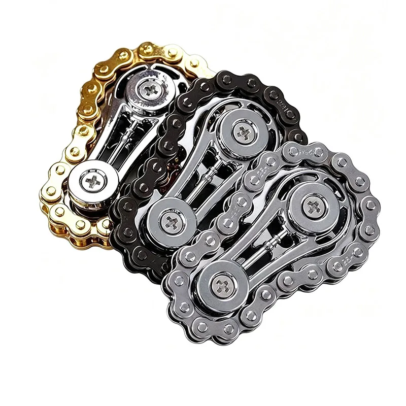 Bicycle Chain Finger Spinner Silent CNC Machined Stainless Steel Gear Fidget Toy for Adults Office Stress Relief & Focus Tool