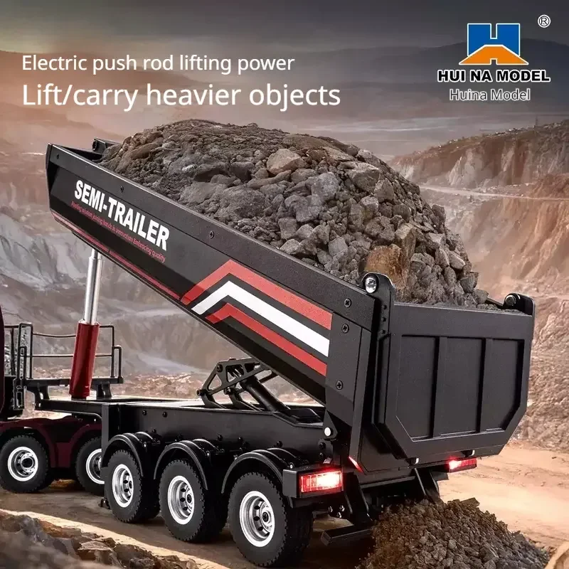 HUINA 1509 1/18 RC Semi Dump Trailer Electric Lifting Fit HUINA 1501 RC Tractor Truck Model Toy