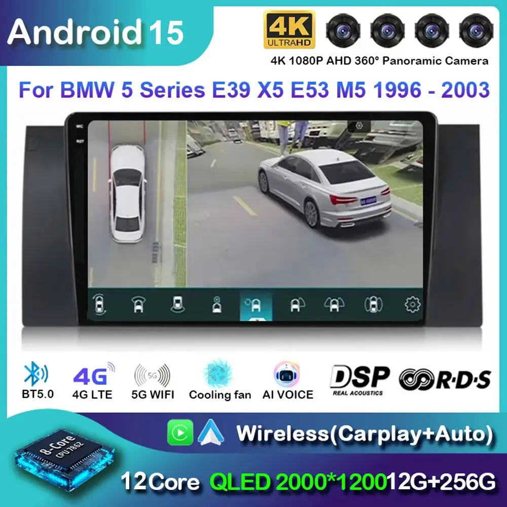

Android 15 Auto Radio Stereo for BMW 5 Series X5 E53 E39 M5 1996-2006 CarPlay Navi GPS All-in-one WiFi CarPlay Multimedia Player
