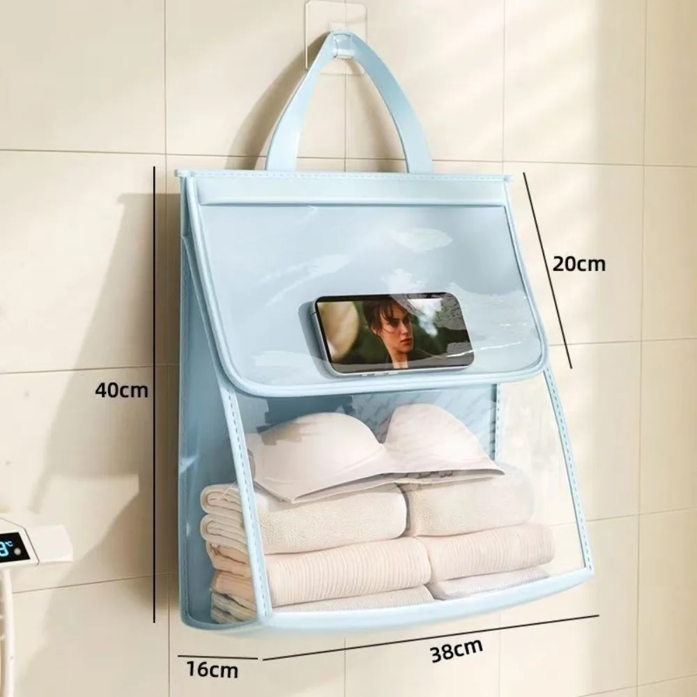 New Waterproof Bathroom Storage Bag Visible Window Transparent Wash Bag Plastic Foldable Clothes Organizer Bathroom Use